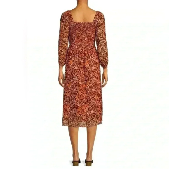 Beachlunchlounge Khaleesi Square Neck Leopard Print Midi Dress Size Large - Picture 11 of 12